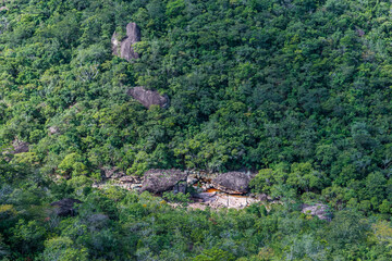 Fototapeta na wymiar Halley well seen from above at Mirante de Lençois in Chapada Diamantina, Bahia state, Brazil