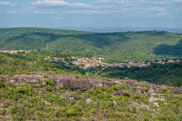 Viewpoint for the town of Lençois at the top of the mountain in Chapada Diamantina, in the state of Bahia, Brazil
