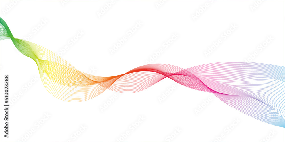 Poster Vector wave lines flowing dynamic in colorful rainbow isolated on white background for concept of AI technology, digital, communication, science, music