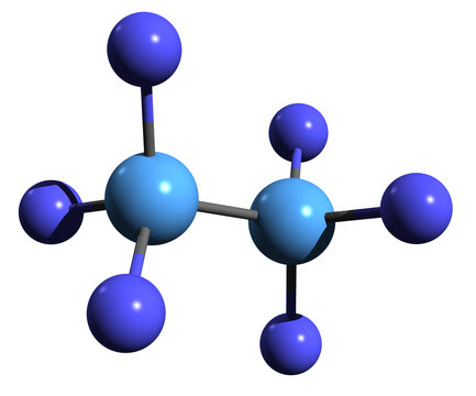  3D image of Chloropentafluoroethane skeletal formula - molecular chemical structure of Е945 isolated on white background
