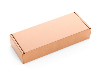 Blank cardboard box, craft paper package isolated on white background