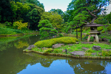 Fototapeta na wymiar Higo Hosokawa Japanese Garden in Tokyo, Japan
