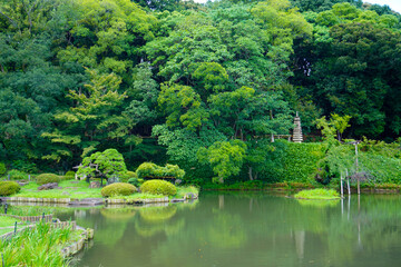 Obraz premium Higo Hosokawa Japanese Garden in Tokyo, Japan