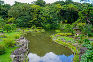 Fototapeta na wymiar Higo Hosokawa Japanese Garden in Tokyo, Japan