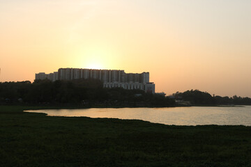 sunset over the lake