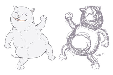 Sketch cat walking