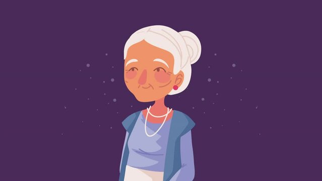 cute grandmother character animation