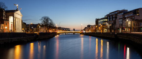 Fototapeta na wymiar Cork city morning blue