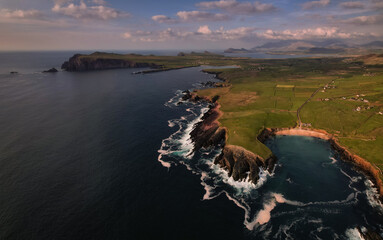 Dingle Peninsula from above at sunset