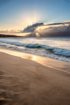 Oneloa Beach at sunset, Kapalua, Maui, Hawaii