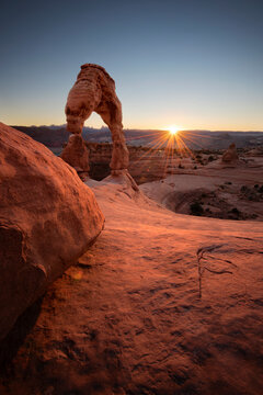 Delicate Arch at Sunset, Arches National Park near Moab Utah