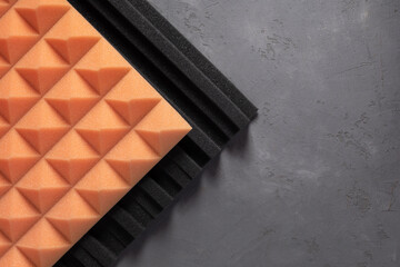 Sound isolation material for soundproof at wall background texture. Acoustic foam in studio or house