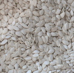 pumpkin seeds in shell, top view