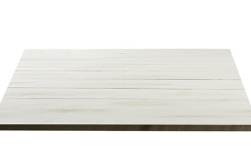 White wood plank on 45 degree angle, isolated on white background