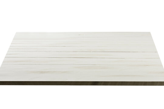 White wood plank on 45 degree angle, isolated on white background