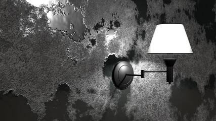 3d render wall lamp in concret wall