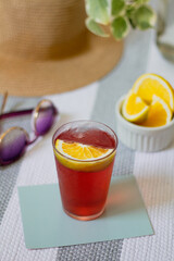 Iced tea with orange mock up.