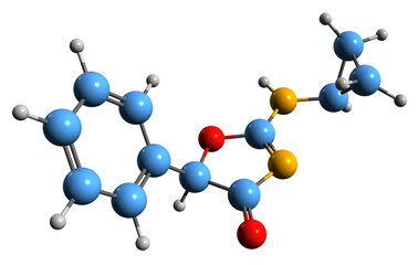 3D image of Cyclazodone skeletal formula - molecular chemical structure of  stimulant drug isolated on white background