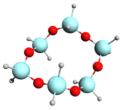 3D image of Cyclohexasiloxane skeletal formula - molecular chemical structure of cyclomethicone isolated on white background