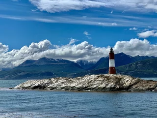 Wandcirkels aluminium lighthouse on the island of Ushuaia, Argentina © Rui