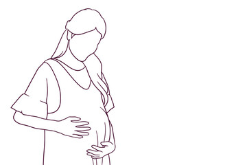 hand drawn beautifull pregnant woman illustration
