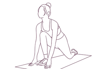 hand drawn woman doing fitness illustration