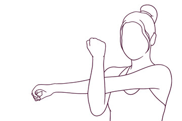 hand drawn beautiful woman doing stretching illustration