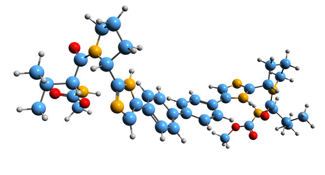 3D image of Daclatasvir skeletal formula - molecular chemical structure of antiviral medication isolated on white background
