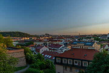Fototapeta na wymiar View from Vysehrad in Prague with sunrise time and colors