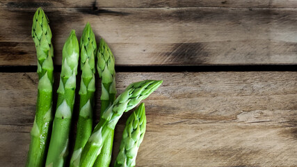 Fresh asparagus on the table.
