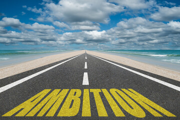 Word Ambition for success concept and achievement of goals.