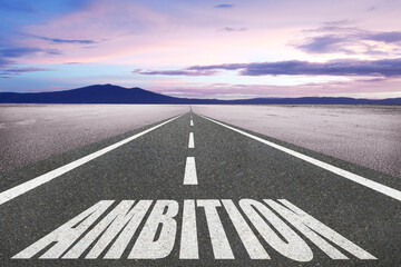 Word Ambition for success concept and achievement of goals.