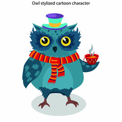 Owl animal icon stylized cartoon sketch
