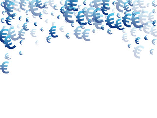 Euro blue signs scatter money vector background.