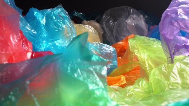 Single Use Plastic Grocery Bags, LDPE Recycle. Plastic Packaging Pollution. Plastic trash in landfills and the ocean
