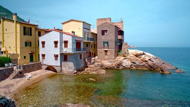 Giglio Porto on Giglio Island, Tuscany, Italy, Near Monte Argentario and Porto Santo Stefano, Giglio island is one of seven form the Tuscan Archipelago. A paradise for snorkeling diving. RAW 4K