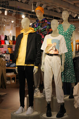 mannequins in the store. fashionable clothes, shopping, attracting customers