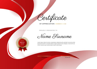 Modern red certificate template