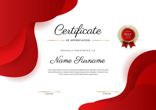 Modern red certificate template