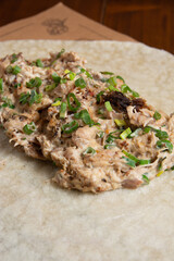 tortilla para preparar un taco o un burritos de carne