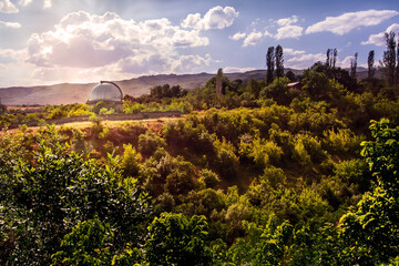 Fototapeta na wymiar Astronomical Observatory Telescope. Armenia, Byurakan, Night scene