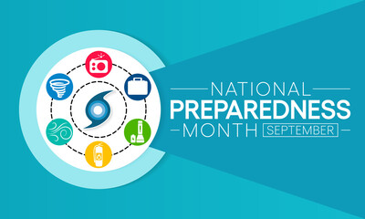 National Preparedness month (NPM) is observed each year in September to raise awareness about the importance of preparing for disasters and emergencies that could happen at any time. Vector art - obrazy, fototapety, plakaty