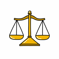 scales of justice doodle icon, vector color line illustration