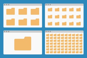 desktop interface window with folders isolated simple ui vector flat illustration - obrazy, fototapety, plakaty