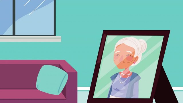 cute grandmother character animation