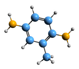 Obraz premium 3D image of Diaminotoluene skeletal formula - molecular chemical structure of organic compound isolated on white background 