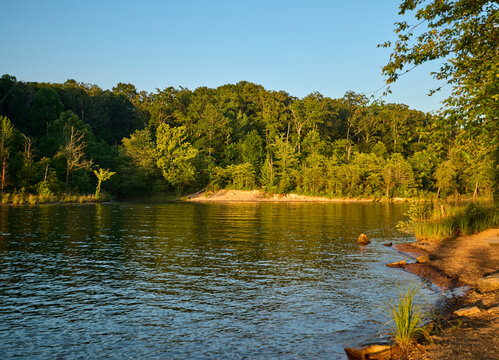 Remote cove at Cave Run Lake during sunset, KY.