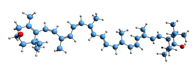  3D image of Diatoxanthin skeletal formula - molecular chemical structure of xanthophyll isolated on white background
