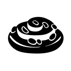 snail bun with almonds, cake dessert, hand-drawn illustration