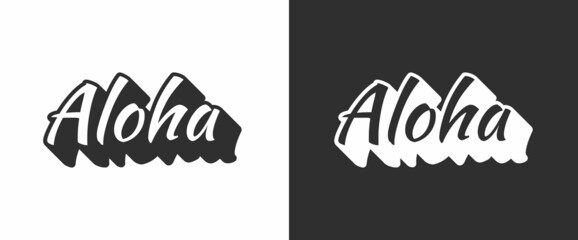 Aloha Word Lettering vector. Card Hawaiian text hello phrase. Modern Lettering Print Design Isolated. Mat. Banner. Icon. Logo. Sing.